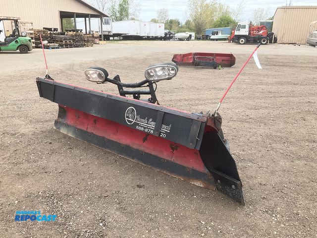 Lot 2-43420 - Boss 9’ straight blade snowplow, plow is bent, has one pin on scoop wing, set up to run off a auxili...