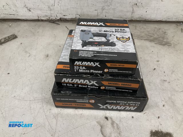 Lot 2-27753 - 3 numax nail guns micro pinner, Brad nailer, and a straight finish nailer