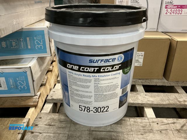 Lot 2-24943 - 5 gallon bucket of pavement / cement paint - for tennis or pickleball courts or cement floors, green...