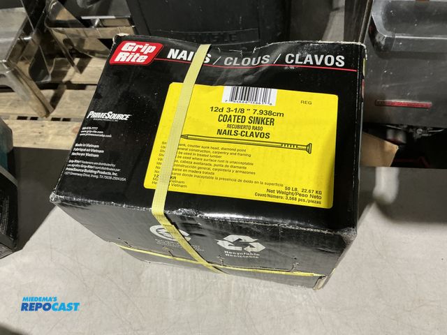 Lot 2-39446 - New Grip Rite  12d 3-1/8” coated sinkers 50lbs nails 50lb box