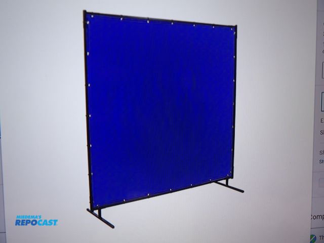 Lot 2-53262 - lot of (2) new steiner welding screen vinyl 6'h x 8'w blue 3/4" frame, model #525-6X8