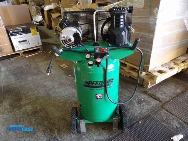 Lot 2-51072 - speedaire portable air compressor, 20 gal, 2hp, 135psi, 120v-240v ac, 15a current rating 5,000 hour ...