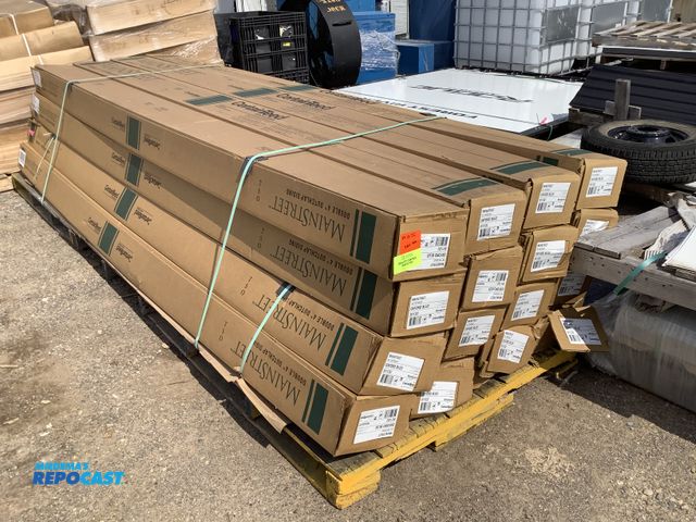 Lot 2-27203 - Large skid lot of (16) boxes of certainteed saint-gobain main street D4” dutchlap Oxford blue vinyl ...