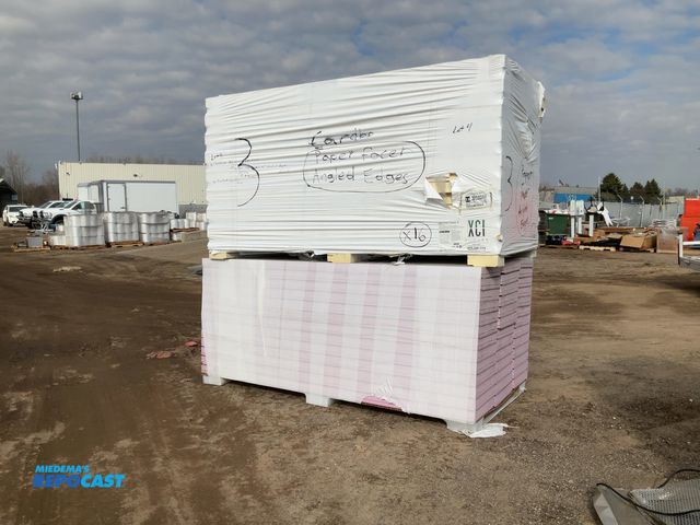 Lot 2-65658 - Lot of (16) sheets of 3 x 48 x 96 (cut in various sizes 6"016"-24" w/ beveled edges) Polyiso Insulat...