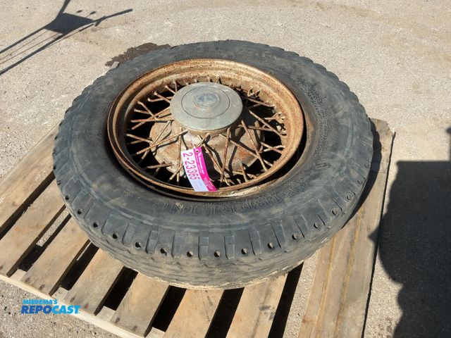 Lot 2-23365 - (2) Antique Steel Spoke Wheels with 6.50-20 Tires, 5-lug, tires are both flat