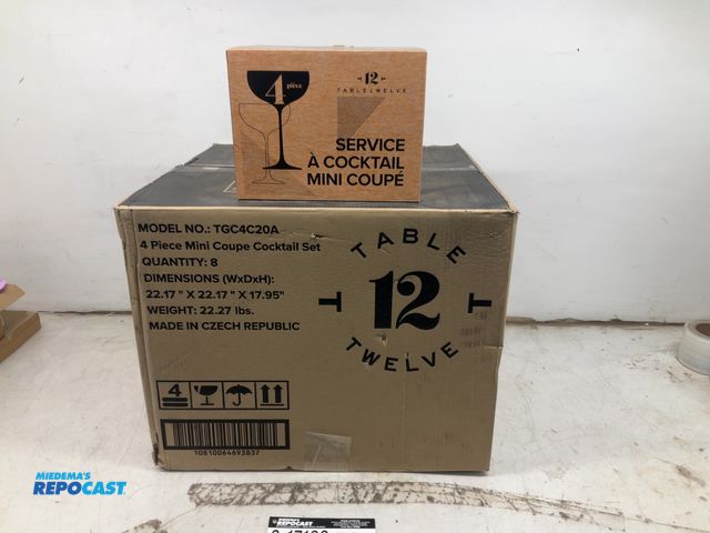 Lot 2-17191 - Lot of (8) 4-Piece mini Coupe Cocktail sets, model#TGC4C20A