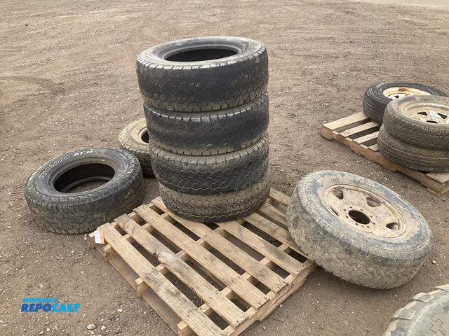Lot 2-43268 - (1) 265/70R17 tire on a steel 8-bolt wheel, (2) outdated (2015) 285/70R17 tires without wheels, and ...