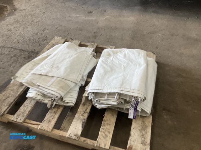 Lot 2-33655 - (5) 7’ x 20’ white vinyl tent sides with clear vinyl windows