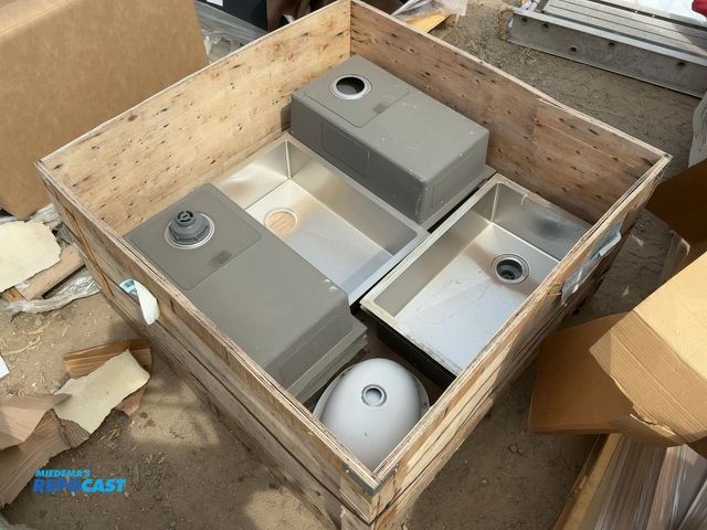 Lot 2-76983 - Crate of (19) Assorted Stainless Steel Sink Basins