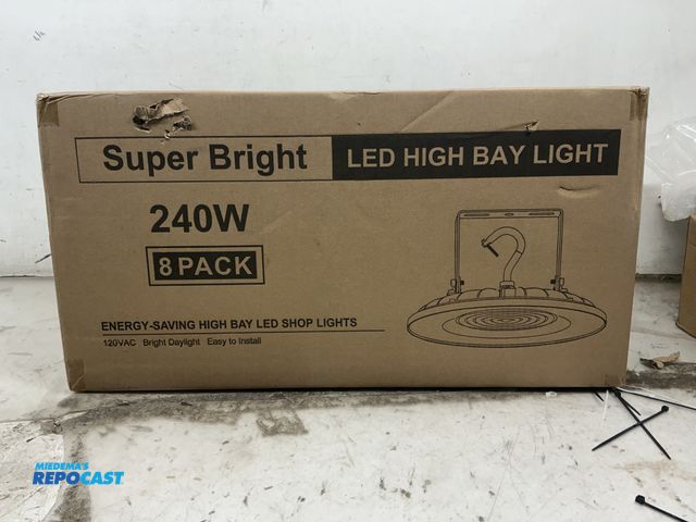 Lot 2-19890 - Lot of (8) 240W Super Bright UFO LED high bay lights- energy saving high bay led shop lights