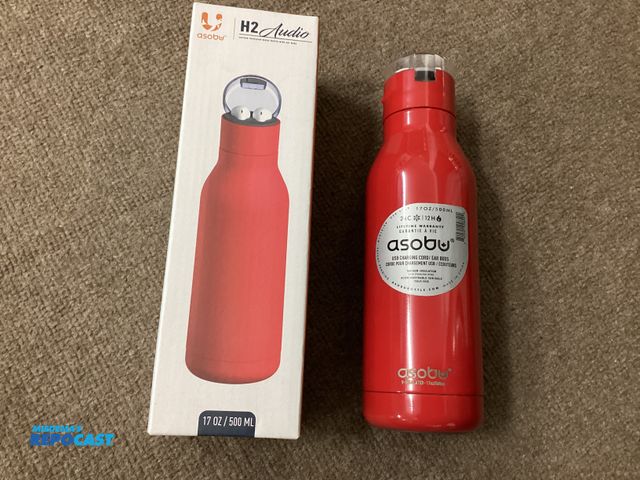 Lot 2-76552 - New Asobu H2 Audio vacuum insulated water bottle with earbuds. 17 ounce. 24 hour cold, 12 hours hot ...