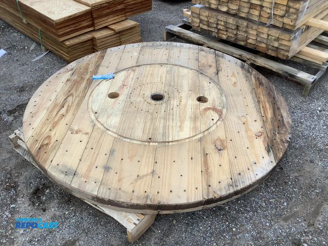 Lot 2-93758 - Large recycled lumber wood wheel 66”