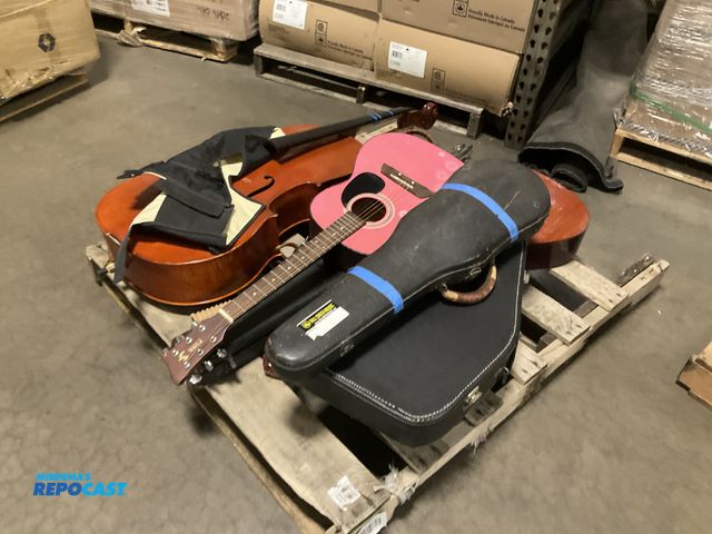 Lot 2-34901 - Assorted lot of musical instruments Acoustic Guitar Violin Other Skid lot of various instruments 1 c...