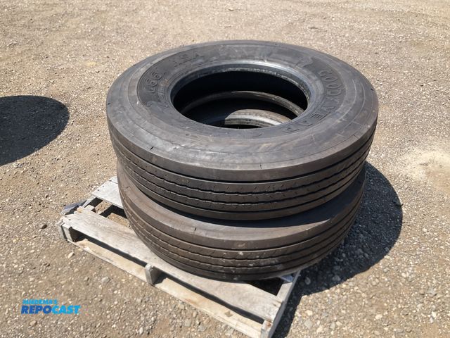 Lot 2-11161 - (2) 12R22.5 semi tires, used