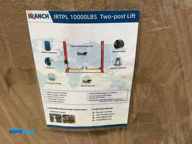 Lot 2-44104 - New SDLANCH Model IRTPL Two Post Lift, 4500 KG Lifting Capacity, 1800mm Lifting Height, 220/380 Volt...