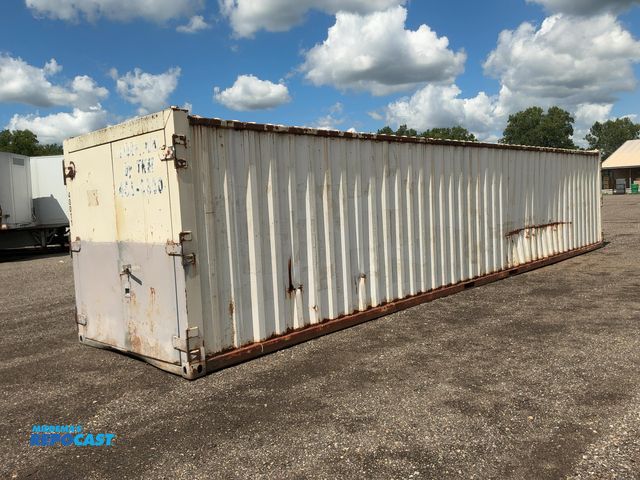 Lot 2-40422 - 40' Steel Storage Container, 8' Wide, 8' Tall, Swing Doors on Both Ends, Plywood Deck, large dent in...