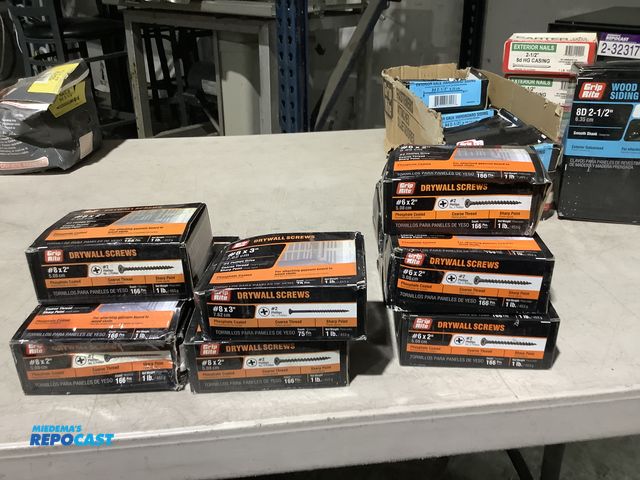 Lot 2-13816 - (5) 1lb Boxes of Grip Rite #6 2” Drywall Screws, (3) #8 2”, (2) #8 3”.