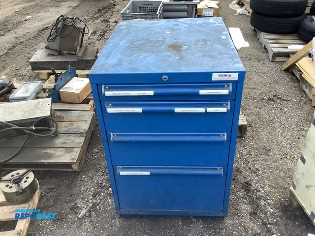 Lot 2-93330 - 1 Metal Equipto blue tool storage cabinet, 4 drawers, 22.5”x28”x34”H