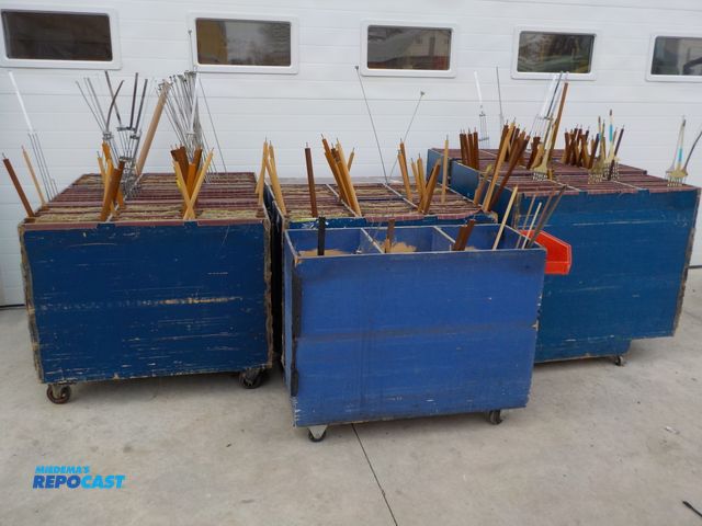 Lot 2-94451 - Lot of (10) Industrial Production Storage Carts  - rolling casters, slotted units, adjustable, clock...