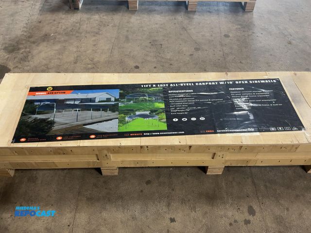 Lot 2-40588 - New ATS Power 11'x19' All-Steel Carport with Open Sidewalls, Model ATS-CP1119, 130" Wide x 241" Long...