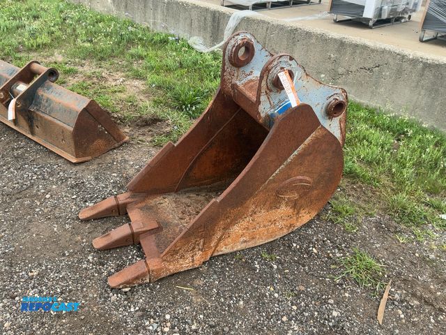 Lot 2-40383 - Used Strickland 24" Excavator Bucket with Teeth, approx. 2-1/2" diameter pin holes, approx. 10-1/4" ...