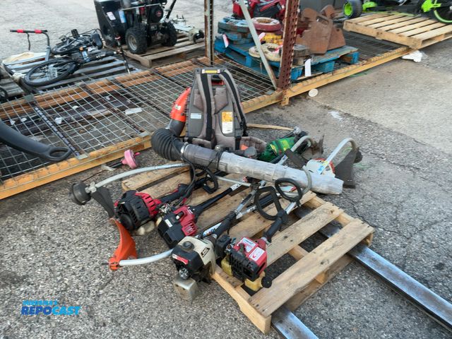 Lot 2-73076 - Skid slot of (7) Including (6) Gas Powered String Trimmers and (1) Husqvarna Backpack Leaf Blower
