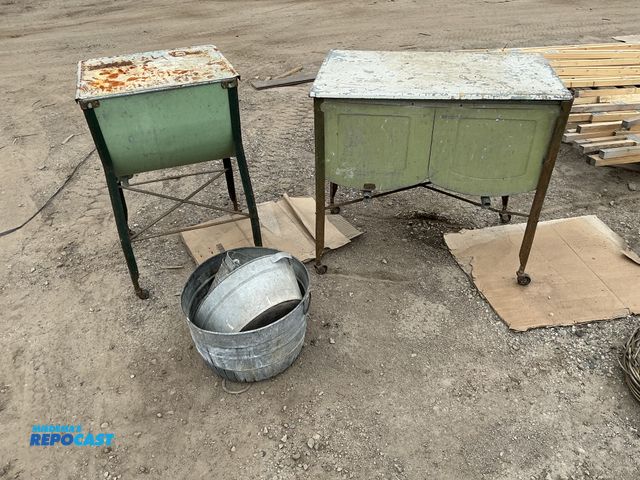 Lot 2-62946 - vintage galvanized laundry wash tubs.
