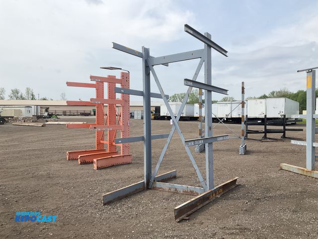 Lot 2-34489 - Two sided metal cantilever rack 62-1/2”W x 104” x 121”T overall, 36” long rack arms, used