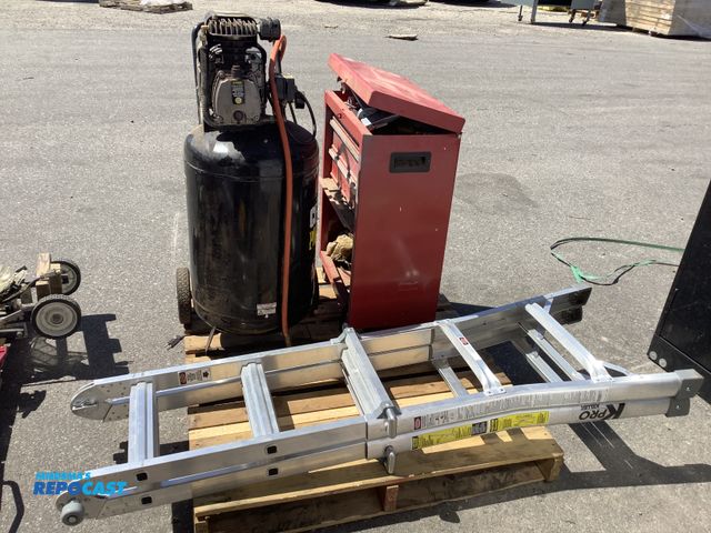 Lot 2-75444 - KPro Keller 13’ foldable Ladder, 125psi 21gal Central Pneumatic Air Compressor model #61454, and a R...