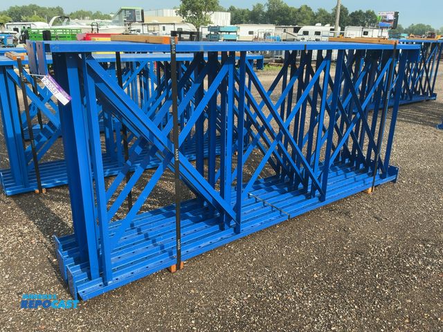 Lot 2-30587 - (7) New Unarco 54"x11' Tall Steel Heavy Duty Structural Pallet Racking Uprights, bolt together style...