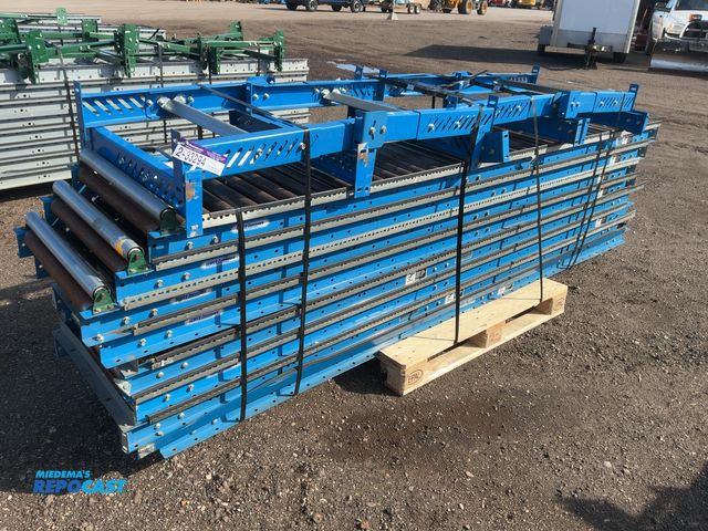 Lot 2-33294 - (8) 10’ Sections of Lewco Roller Conveyor, 24” wide, approx. 20.5” wide rollers, come with (8) adjus...