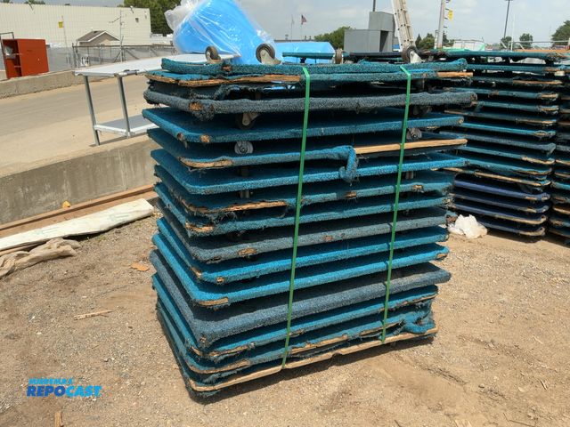Lot 2-13345 - Stack of (15) Carpeted Wooden 4-Wheel Dollies, 36” x 54”