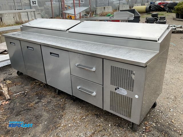 Lot 2-95160 - Randell Refrigerated pizza prep table with 3 separate fridges and 2 doors also refrigerators as well...
