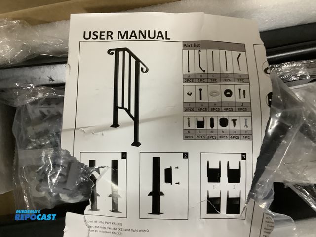Lot 2-96760 - Black picket wrought iron handrail.