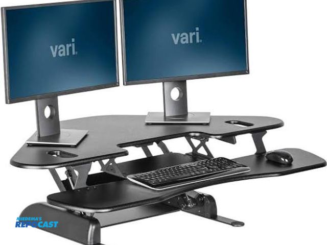 Lot 2-67557 - varidesk cube corner 48 adjustable height desk
