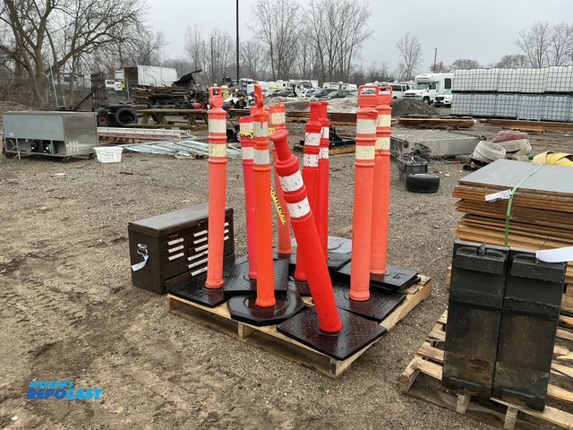 Lot 2-92818 - Skid lot of orange cortina square base construction cones approx. 48” tall (some are cracked)