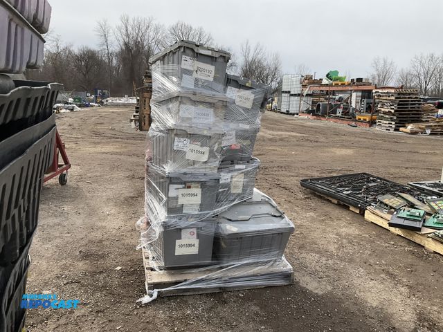 Lot 2-19858 - Skid lot of assorted sized Akro-a.l.c plastic stackable and closable storage boxes