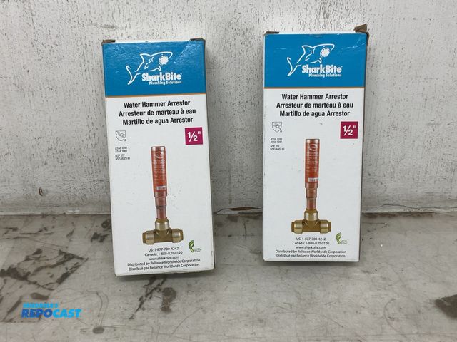 Lot 2-35365 - Sharkbite- 1/2 in. Push-to-connect brass residential water hammer arrestor tee (2 pack)
