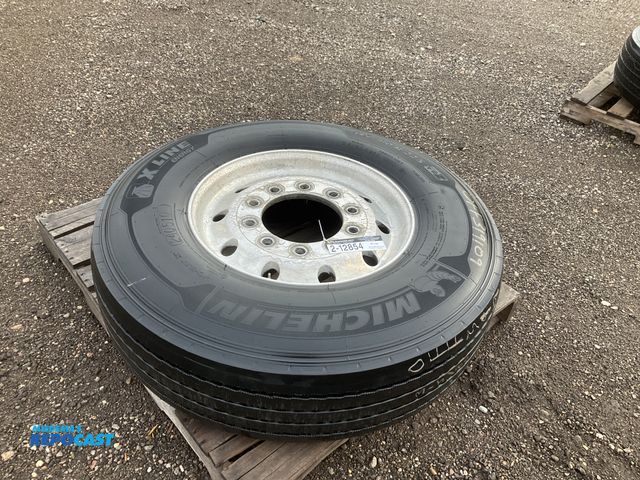 Lot 2-12854 - (1) 315/80R22.5 semi tire on an aluminum wheel, used