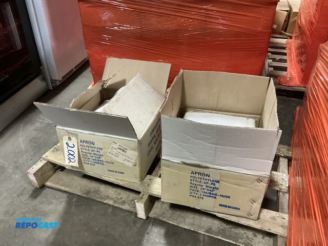 Lot 2-63142 - New 2 boxes of white plastic polyethylene ap-pe style apron protection size 24” x 42”