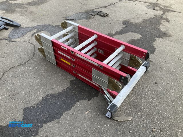 Lot 2-92505 - Louisville Articulating Fiberglass foldable Ladder. 13 FT Tall, Extended 14 FT 8IN. Model- L-3092-13...