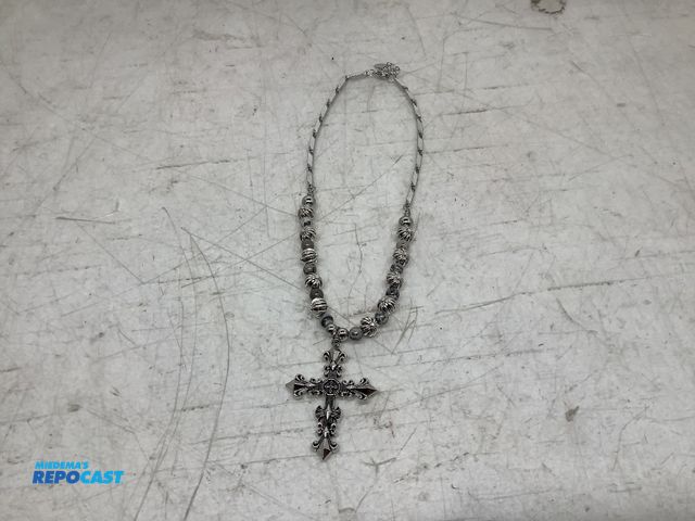 Lot 2-74136 - New Chrome Hearts prominent filigree cross, cross ball chain necklace
