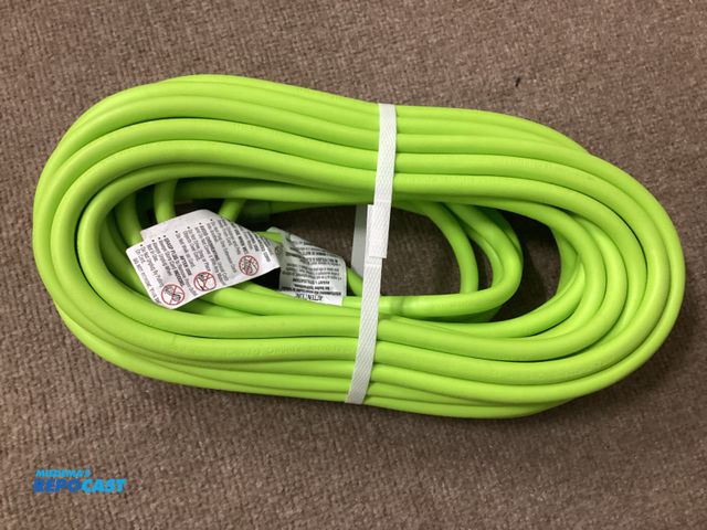 Lot 2-19003 - New New 50 foot Extreme 12/3 wire green power extension cord with lighted ends, nickel Prongs. Stays...