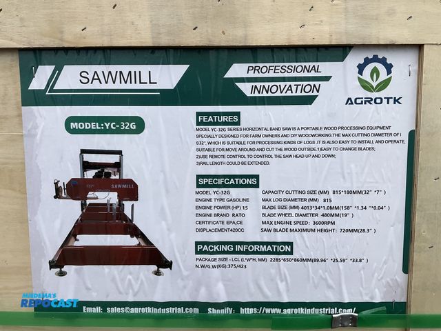 Lot 2-44526 - New AGROTK YC-32G Sawmill Gas Powered
