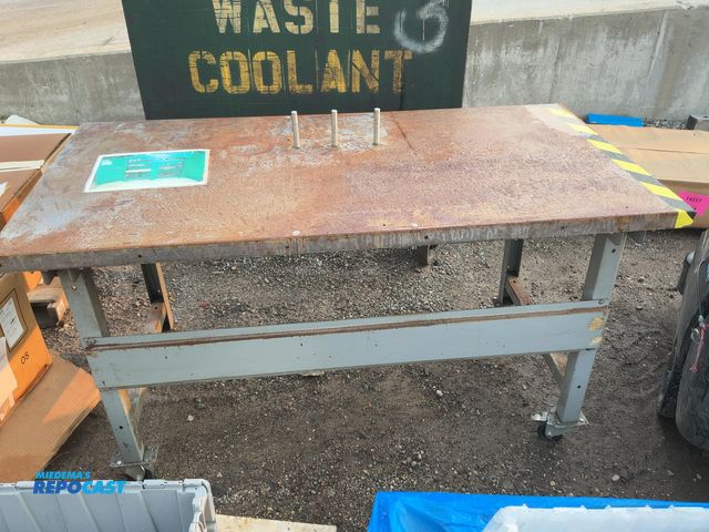 Lot 2-18060 - Metal heavy duty work table on casters, 15” x 30” x 34”