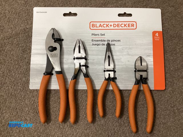 Lot 2-94604 - New New Black + Decker 4 piece pliers set. 8” slip joint pliers, 7” linesman’s pliers, 6” needle nos...