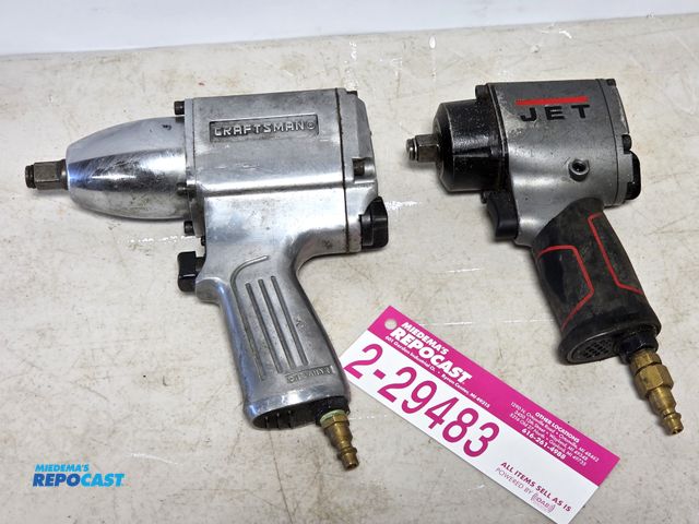 Lot 2-29483 - 2 air impact guns, 1/2" &amp; 3/8",Craftsman &amp; Jet. Working.