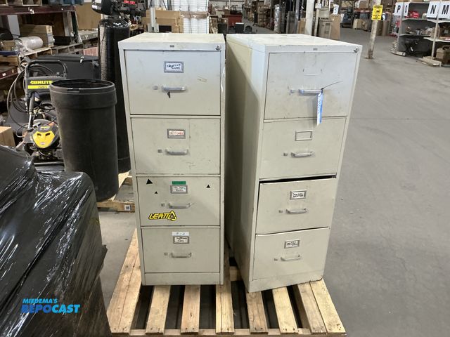 Lot 2-95933 - Lot of (2) File Cabinets w/ industrial electrical supplies