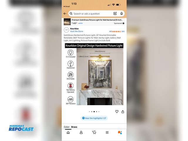 Lot 2-60950 - New rotatable, gold colored bathroom wall sconces.