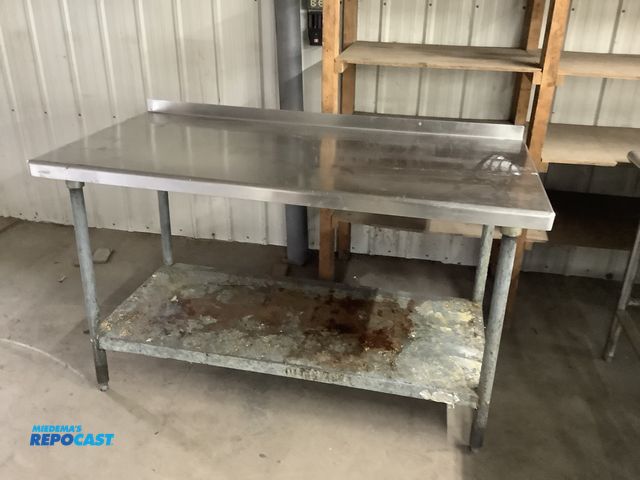 Lot 2-23881 - (1) Stainless Steel top table with galvanized steel lower shelf, 60” wide by 30” deep by 35” tall wi...